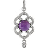 Necklace > 18" > Dangle > Design > Granulated > Amethyst & Diamond