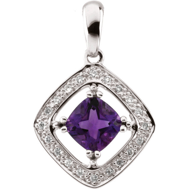 Pendant > Diamond > CTW > 1/Amethyst & 1