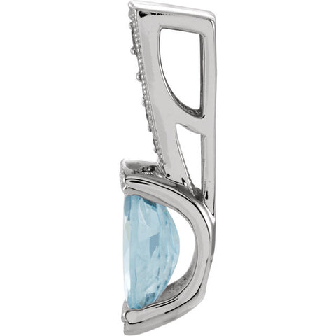 Pendant > Diamond > .05 CTW > & > Aquamarine