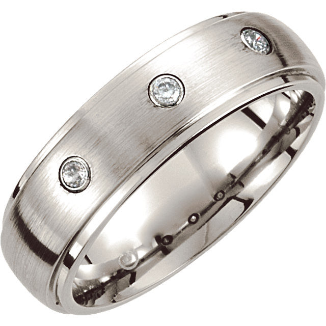 Band > Grooved > Finished > Satin > Diamond > 1/10 CTW > 7mm