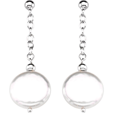 Earrings > Pearl > Coin > Cultured > Freshwater > 12-13mm
