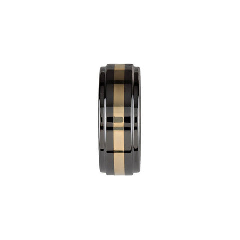 Inlay > Yellow > 14KT > with > Band > Ridged > Couture™ > Ceramic > 8.0mm