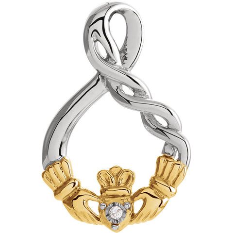 Rhodium > with > Pendant > Claddagh > Diamond > CT > .01