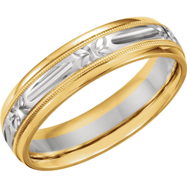 Band > Patterned > Comfort-Fit > 6mm > Two-Tone > 14kt