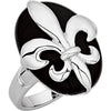 Ring > Fleur-de-lis > and > Onyx > Genuine