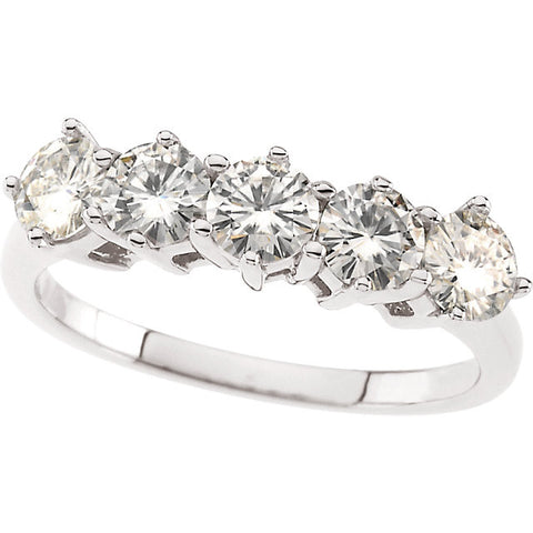 Band > Anniversary > Moissanite > Created > 5-Stone > Round