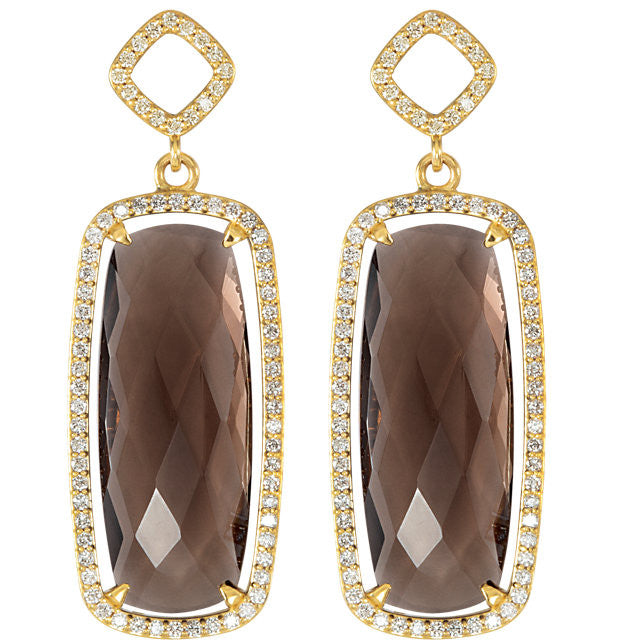 Earrings > Diamond > CTW > 3/Quartz & 3 > Smoky > Silver > Sterling