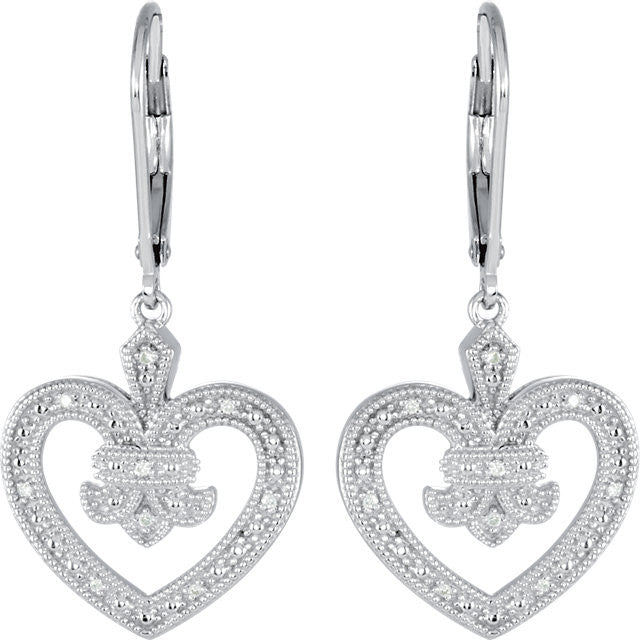 Earrings > Back > Lever > Heart > Diamond > .06 CTW