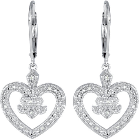 Earrings > Back > Lever > Heart > Diamond > .06 CTW