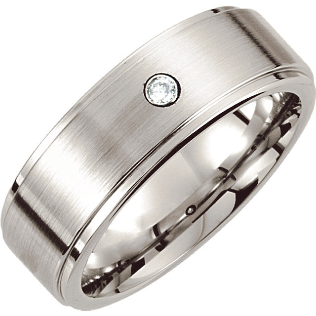 Bezel > Steel > with > Band > Ridged > Diamond > .05 CTW