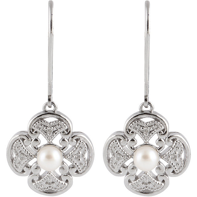 Earrings > Diamond > .04 CTW > & > Pearl > Cultured > Freshwater