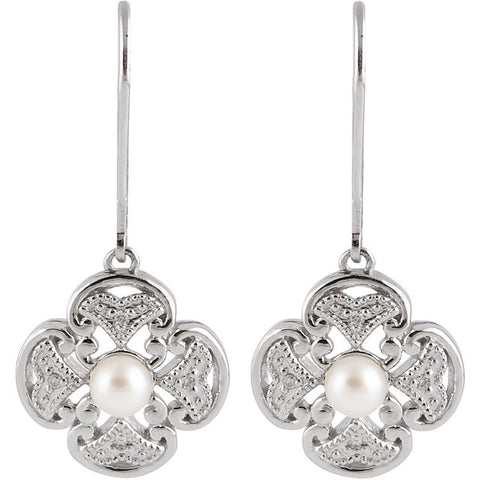 Earrings > Diamond > .04 CTW > & > Pearl > Cultured > Freshwater