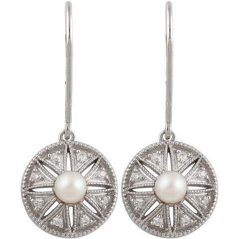 Earrings > Diamond > .04 CTW > & > Pearl > Cultured > Freshwater