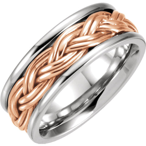 Band > Hand-Woven > 8mm > White & Rose > 14kt