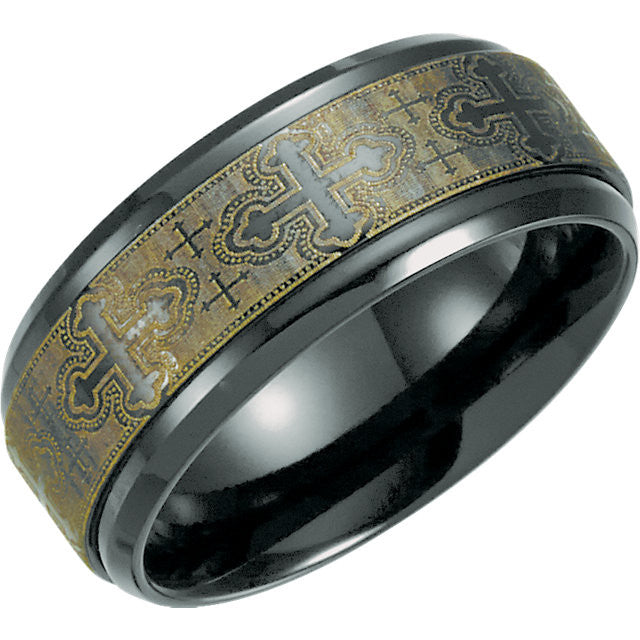 Design > Laser > with > Band > Ridged > 8mm > Black