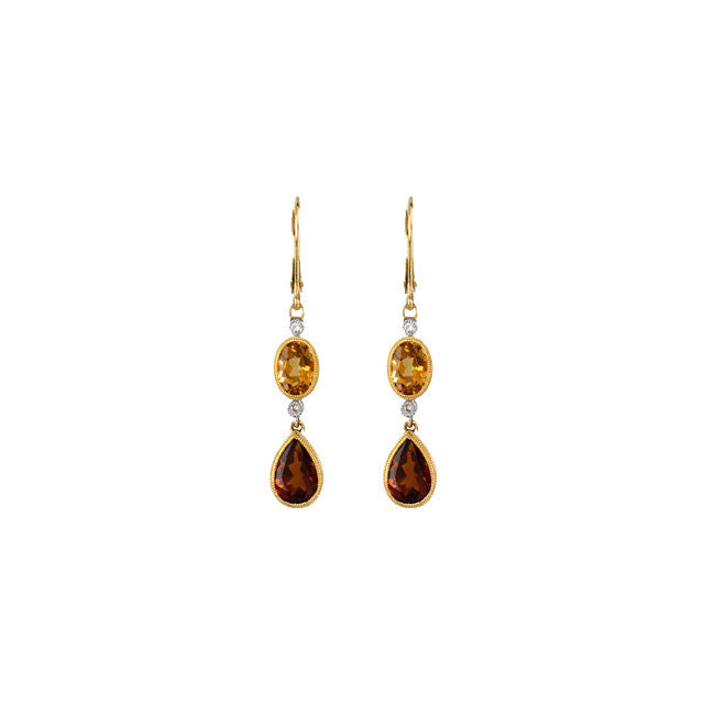Earrings > Citrine & Diamond > Madeira > Citrine, > Genuine