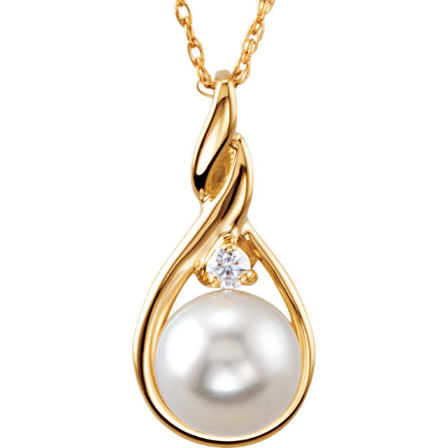 Necklace > Pearl & Diamond > Cultured > Akoya