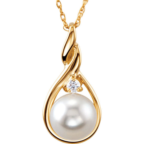 Necklace > Pearl & Diamond > Cultured > Akoya