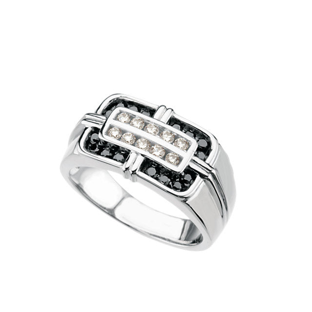 Ring > Diamond > Black & White > Men's > 3/4 CTW