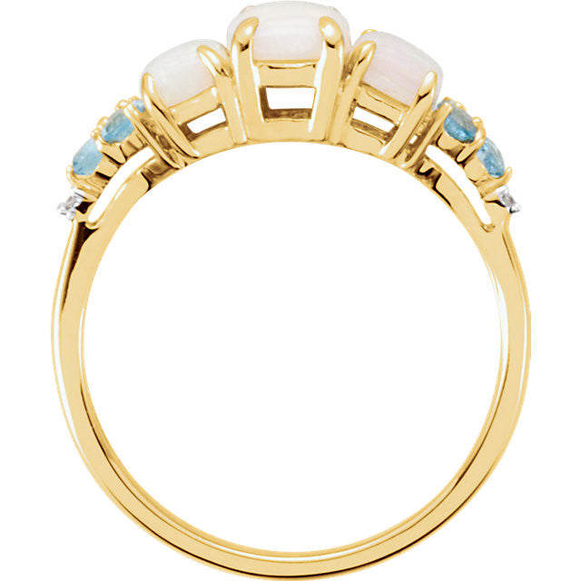 Ring > Topaz & Diamond > Blue > Swiss > Opal, > Genuine