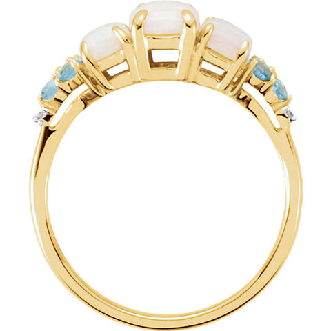Ring > Topaz & Diamond > Blue > Swiss > Opal, > Genuine
