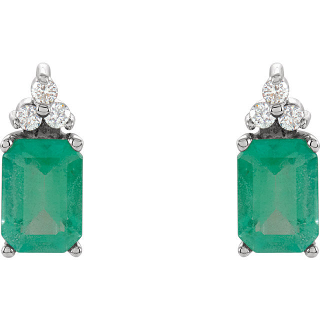 Earrings > Emerald & Diamond > Genuine