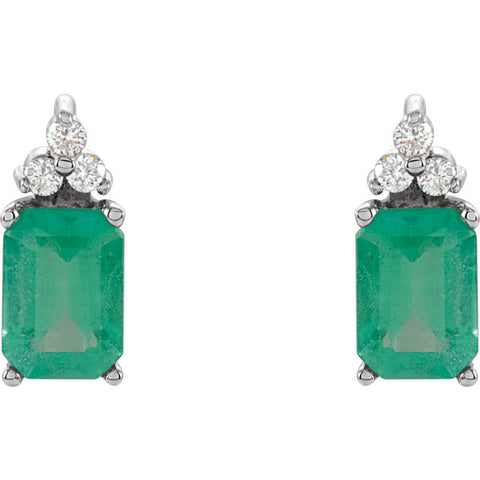 Earrings > Emerald & Diamond > Genuine