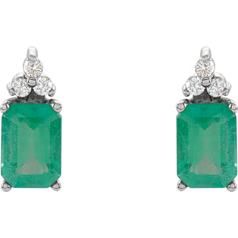 Earrings > Emerald & Diamond > Genuine