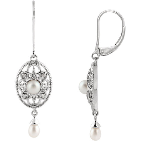 Earrings > Diamond > .05 CTW > & > Pearl > Cultured > Freshwater