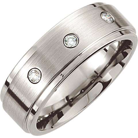 .5 > Band > Ridged > Finish > Satin > Diamond > .10 CTW > 8mm