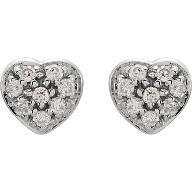 Earrings > Heart > Diamond > 1/10 CTW