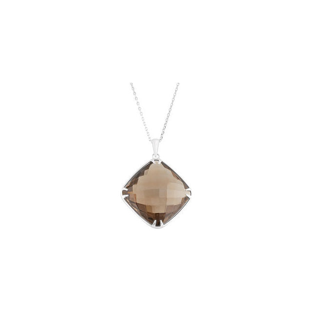 Necklace > 18" > Quartz > Smoky > 20x20mm