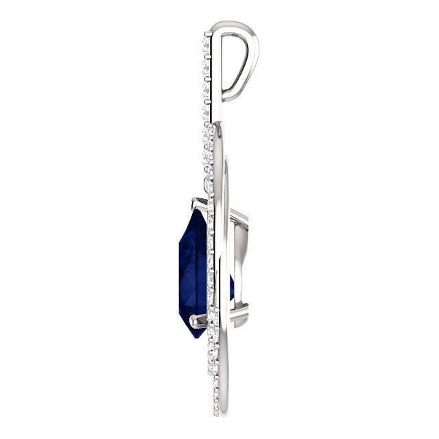 Pendant > Diamond > CTW > 3/Sapphire & 3 > Blue > Created > Chatham®