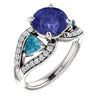 Ring > Diamond > CTW > 1/Aquamarine & 1 > Sapphire, > Blue > Created > Chatham®