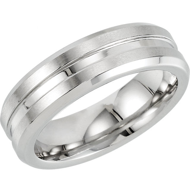 Finish > Polished & Satin > with > Band > Beveled > Grooved > 6mm