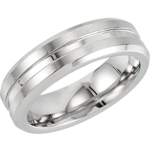 Finish > Polished & Satin > with > Band > Beveled > Grooved > 6mm