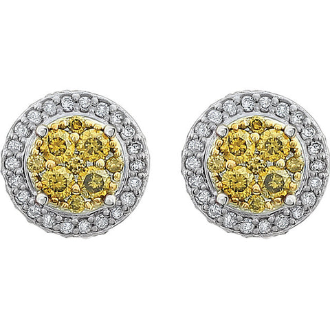 Earrings > Halo > Blue & White > Diamond > 1/2 CTW