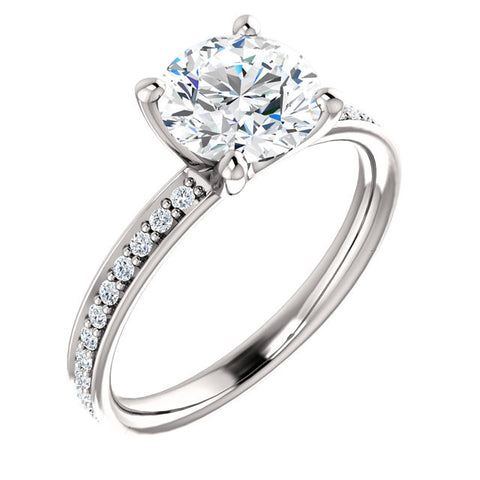 Ring > Engagement > Accented > Moissanite > Square > 6mm