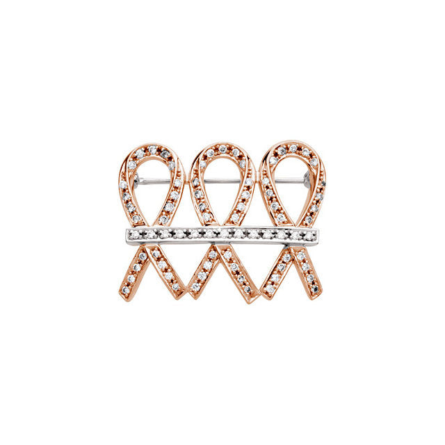 Brooch > Diamond > 3/4 CTW > 32x25mm > Rose & White > 14kt