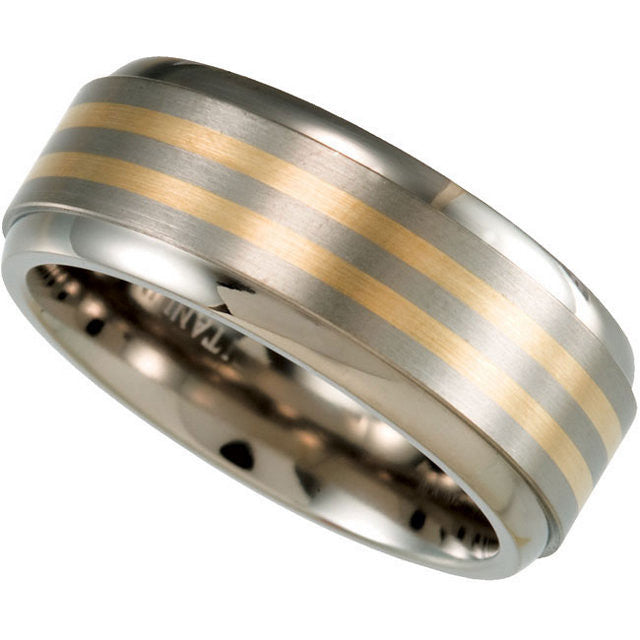 Inlay > Yellow > 14kt > with > Band > Titanium > 8.0mm