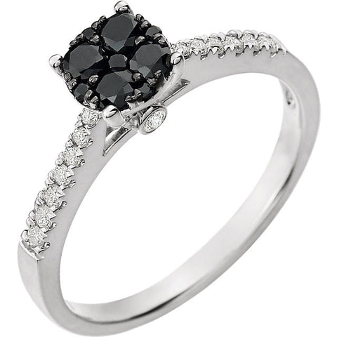 Ring > Cluster > Diamond > Black & White > 3/8 CTW