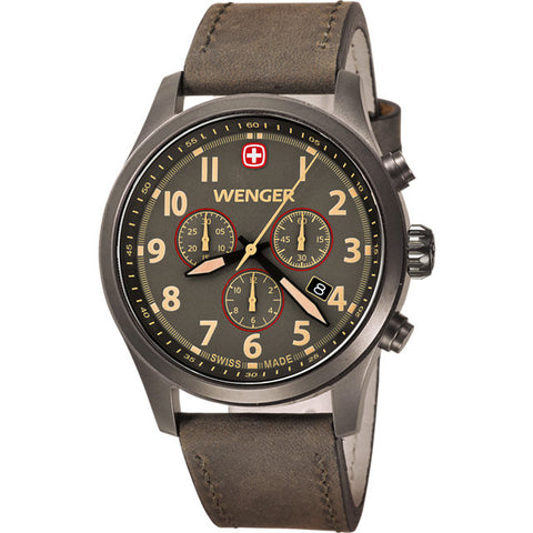 Strap > Leather > Brown > with > Metal > Gun > Terragraph > Wenger®