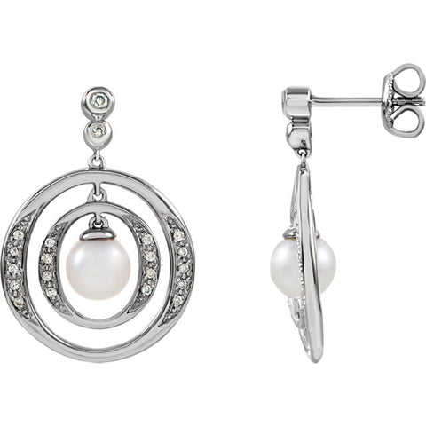 Earrings > Diamond > CTW > 1/Pearl & 1 > Cultured > Freshwater