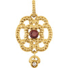 Necklace > 18" > Dangle > Design > Granulated > Diamond > .015 CTW > & > Garnet > Mozambique