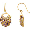 Earrings > Dangle > Diamond > .06 CTW > & > Amethyst