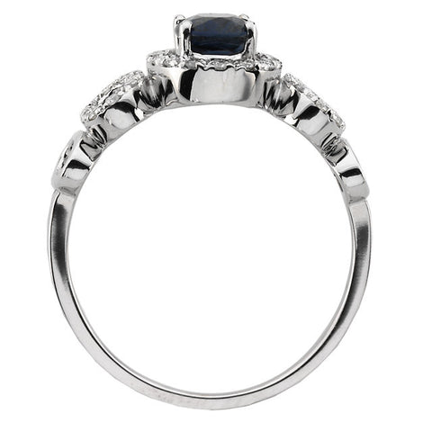 Ring > Sapphire > Blue > Diamond & 7x5mm > 1/6 CTW