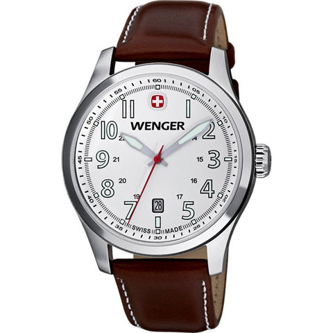 Strap > Brown > with > Dial > White > Terragraph > Wenger®