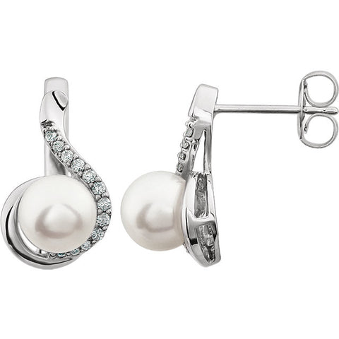 Earrings > Diamond > CTW > 1/Pearl & 1 > Freshwater > 7-7.5mm