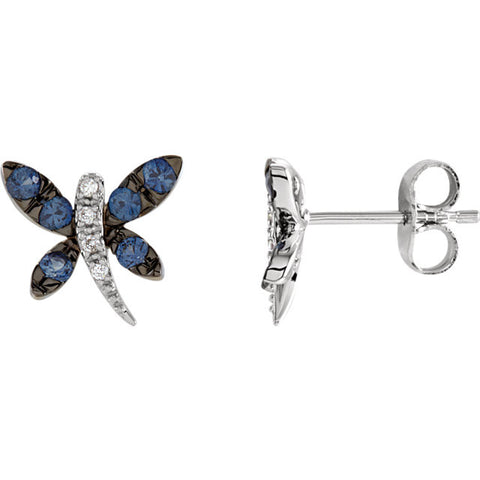 Earrings > Dragonfly > Sapphire & Diamond > Blue