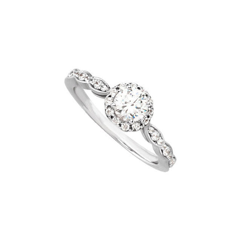 Haloed Round Brilliant Cut Diamond Engagement Ring